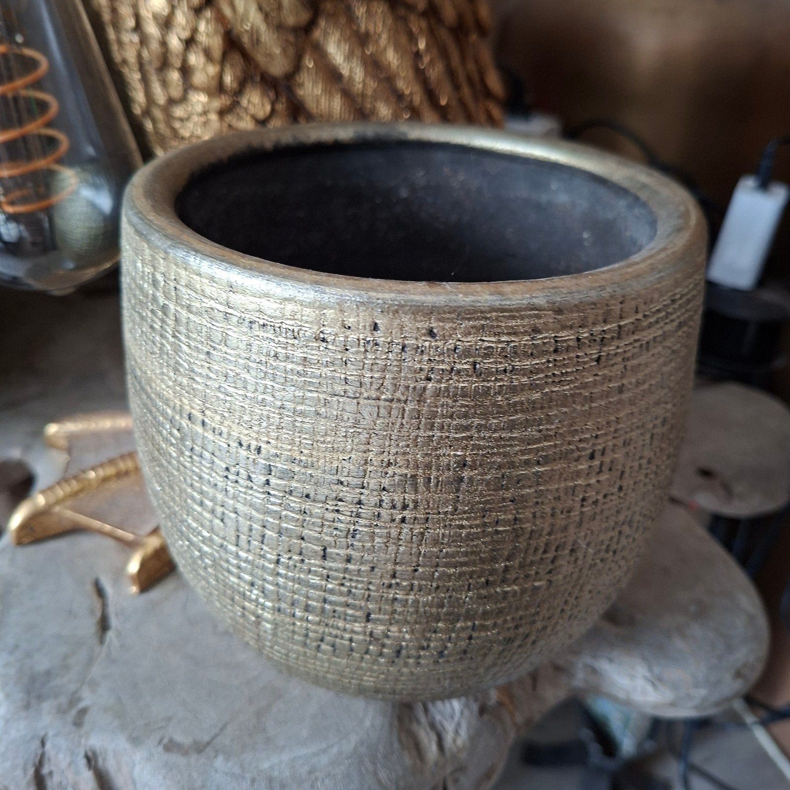 6 floran mira gouden potten 16x14, Ophalen, Rond, Zo goed als nieuw, Aardewerk