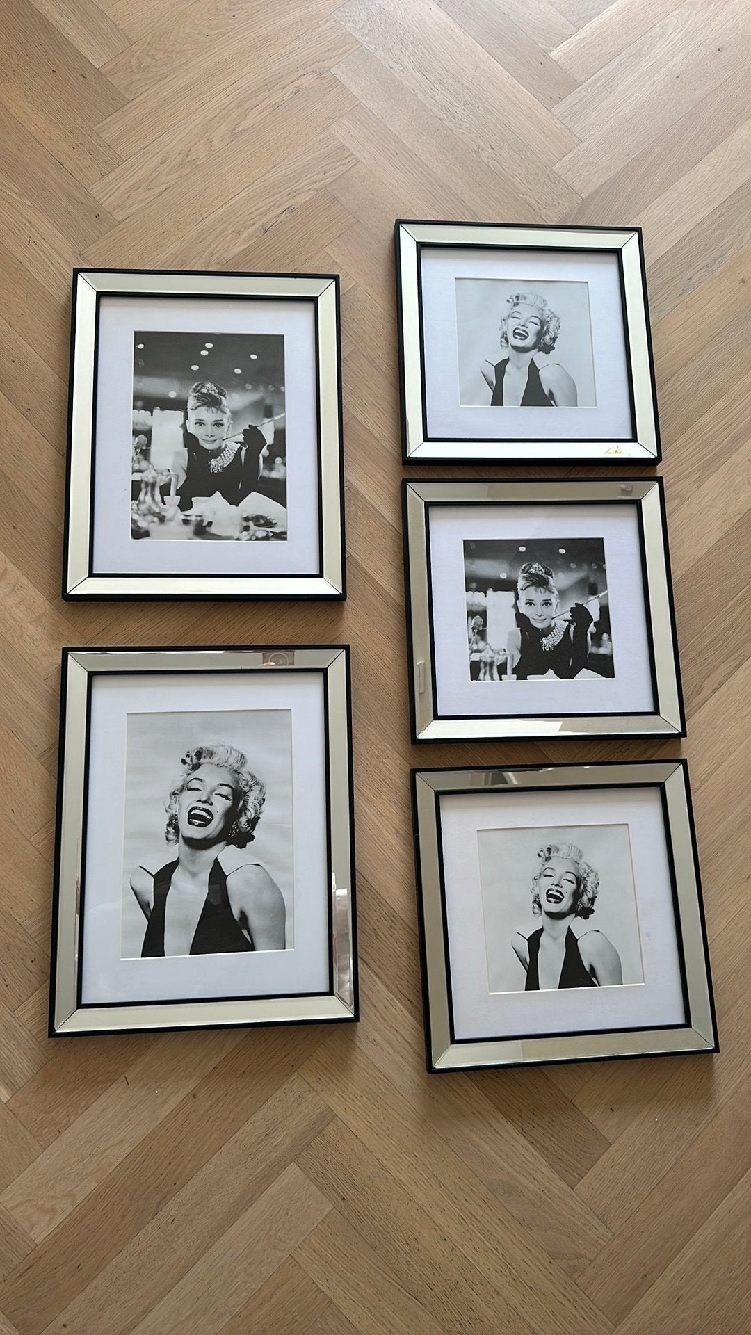 5 Luxe fotolijsten met spiegelrand – Zwart/Spiegel, Ophalen, Zo goed als nieuw