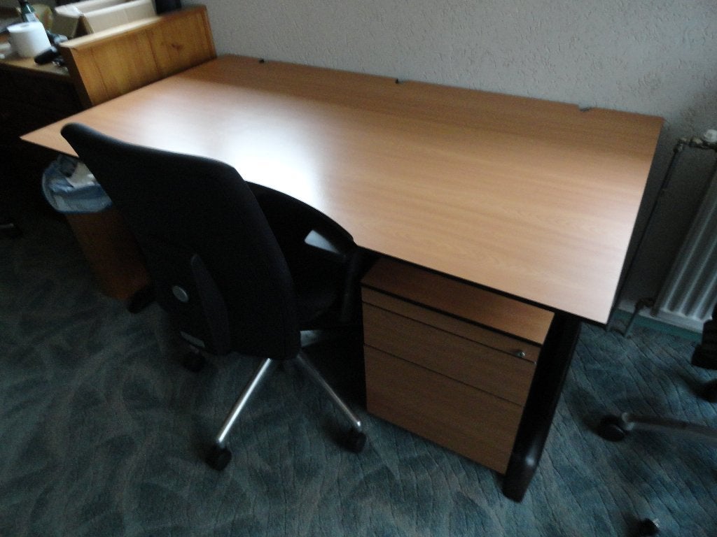 Bureau verstelbaar in hoogte, bureaustoel en ladenkastje, Ophalen, 90 cm, 160 cm, In hoogte verstelbaar