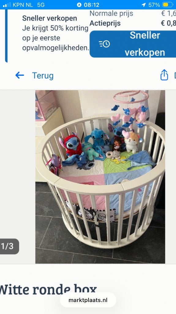 Box wit rond, Kinderen en Baby's, Boxen, Ophalen, Gebruikt, Rond, In hoogte verstelbaar