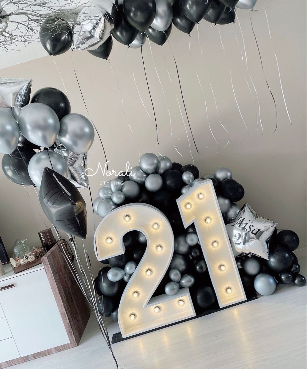Lichtcijfers - Ballondecoratie - Birthday - Feest - Verhuur, Ophalen, Zo goed als nieuw, Verjaardag