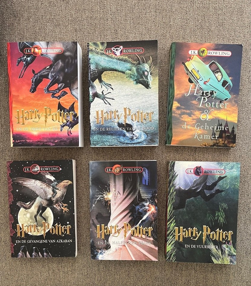 Zes boeken Harry Potter, Verzamelen, Harry Potter, Ophalen of Verzenden, Zo goed als nieuw, Boek of Poster