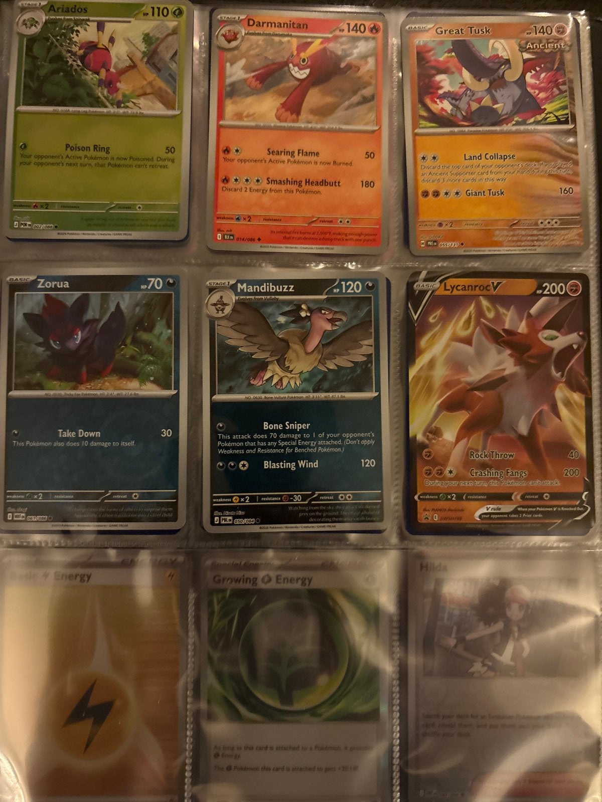 Pokémon Kaarten Collectie: Ariados, Darmanitan, Great Tusk,, Ophalen of Verzenden, Gebruikt, Meerdere kaarten