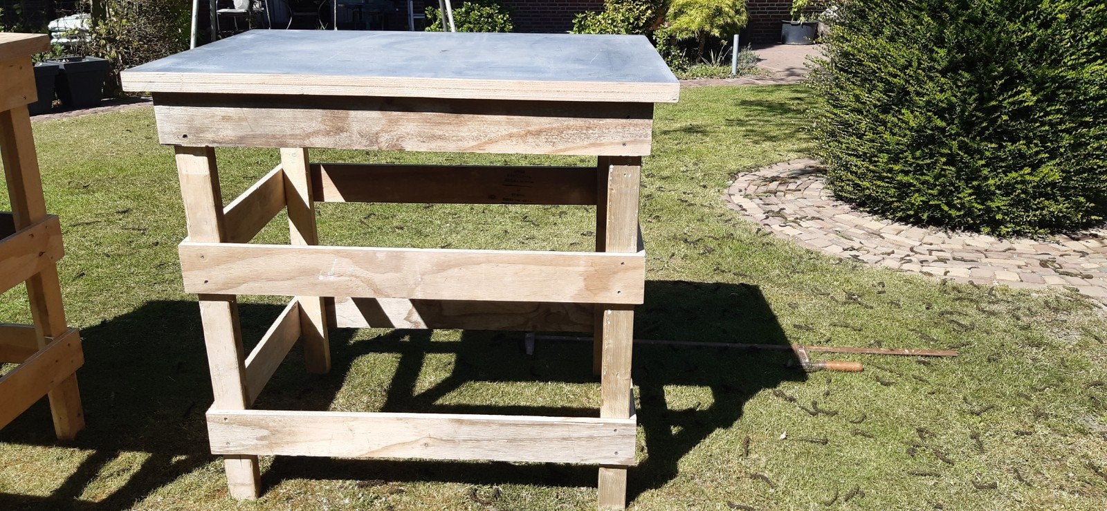 Houten statafel voor tuin of evenementen, Tuin en Terras, Ophalen, Gebruikt, Rechthoekig, Hout