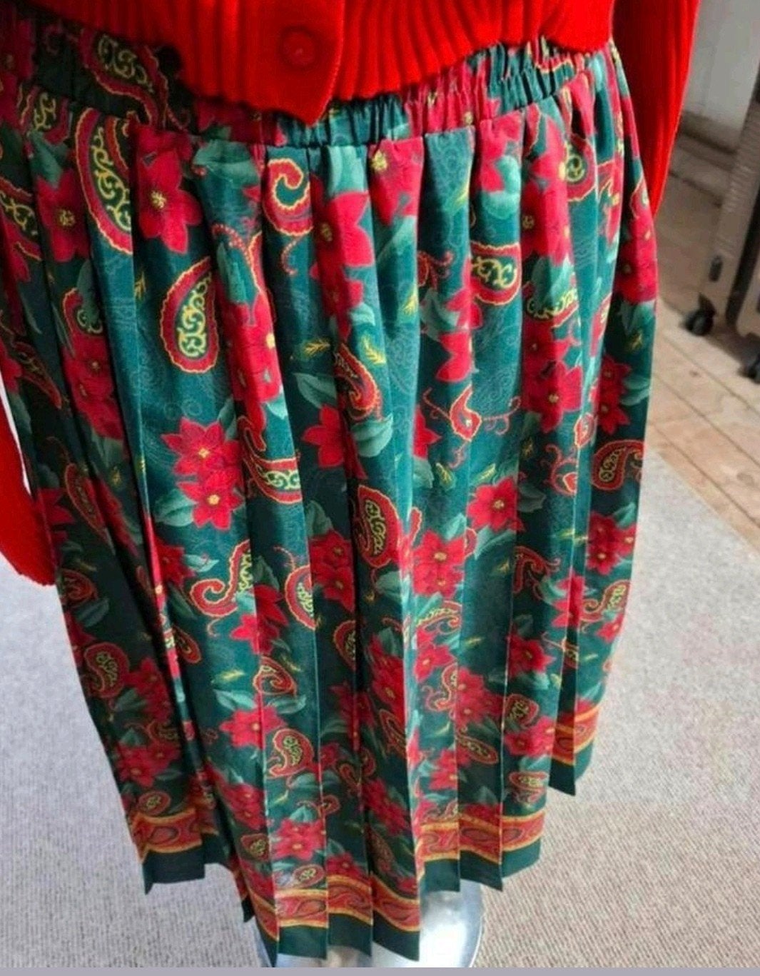 Vintage Leslie Fay Midi Rok met Bloemenprint – Maat 38/40, Maat 38/40 (M), Ophalen of Verzenden, Zo goed als nieuw, Leslie fay
