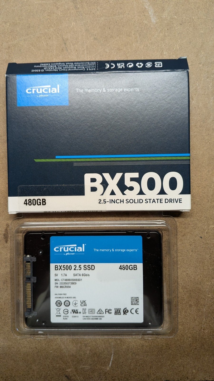 Crucial BX500 480GB 2.5-inch SSD, Intern, 480GB, Ophalen of Verzenden, Zo goed als nieuw