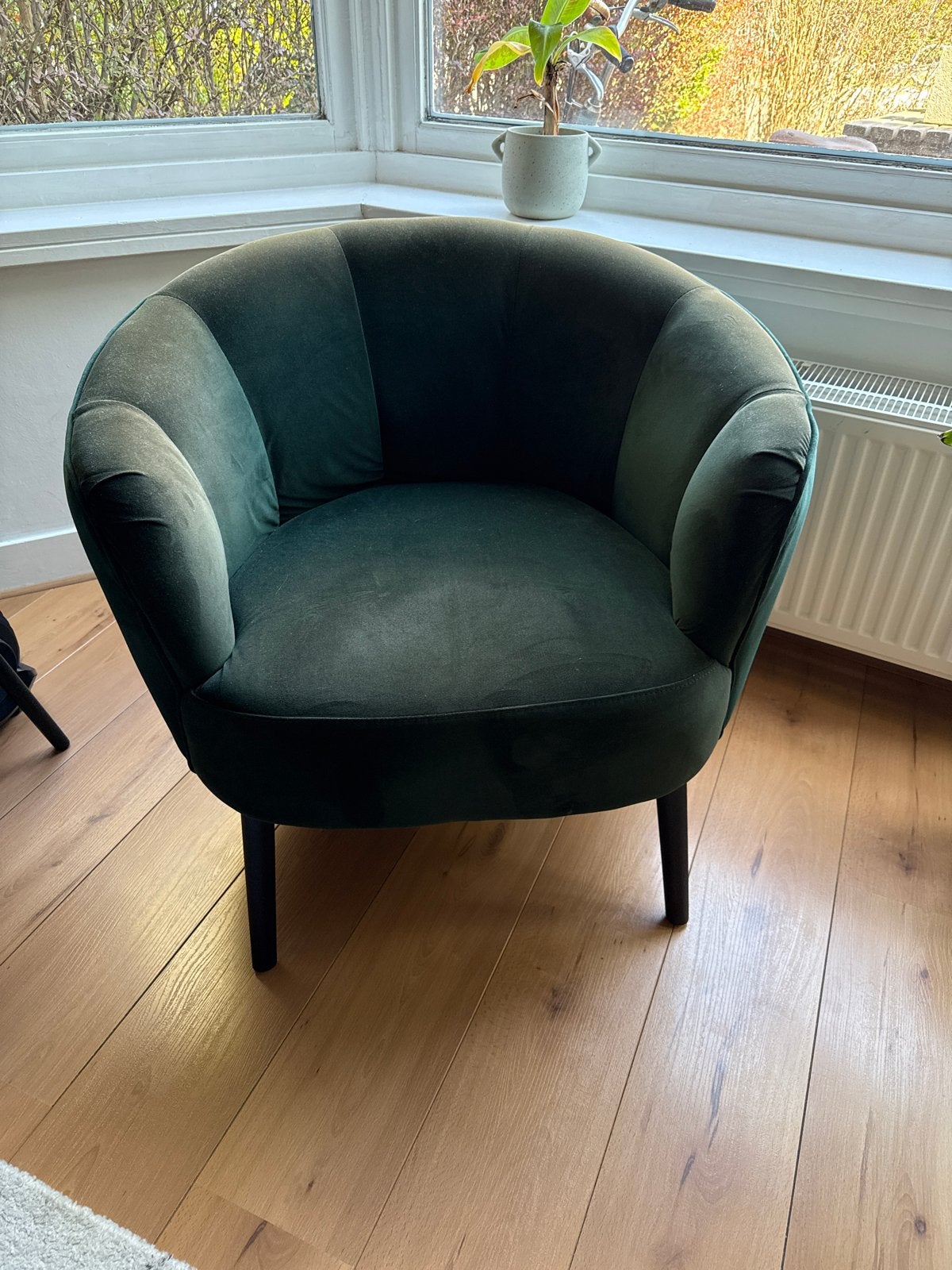 Mooie groene fauteuil, Ophalen, Gebruikt, Stof, 75 tot 100 cm