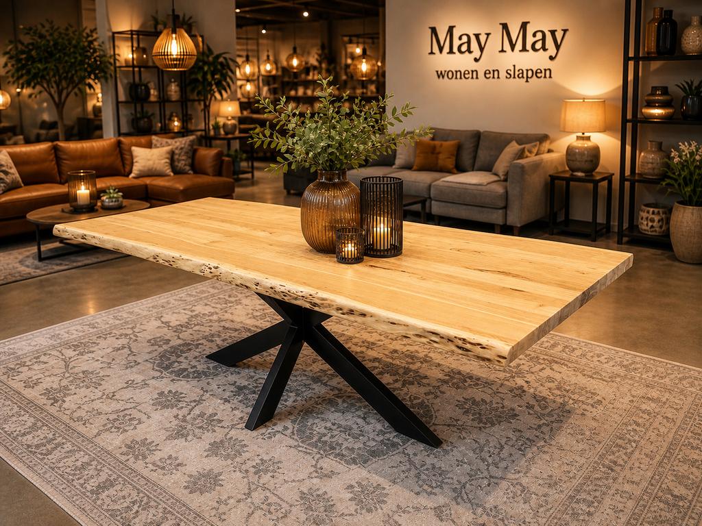 Eettafel 200 Acaciahout met spinpoot Direct/Leverbaar E-7373, Nieuw, 50 tot 100 cm, Mwonenenslapen@ziggo.nl, #Acaciahout#Rechthoek#Spinpoot#Eettafel#Boomstam