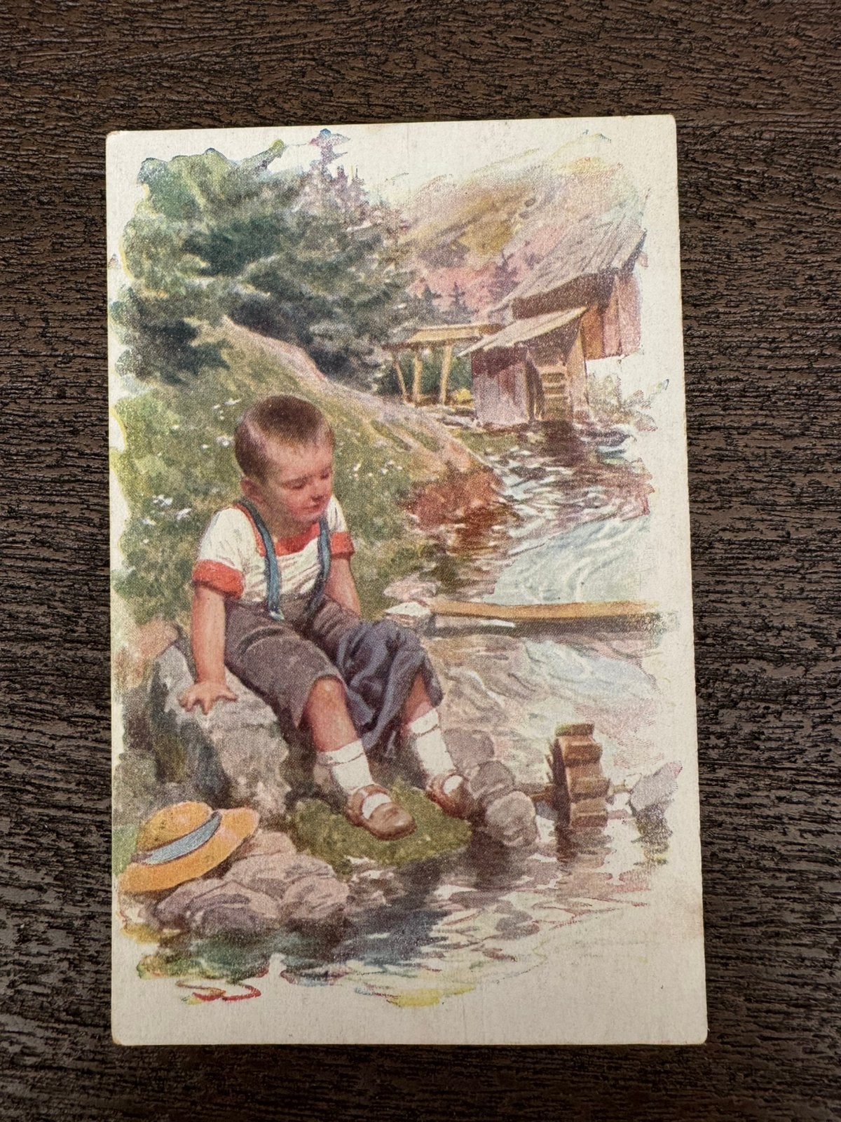 Feiertag kindje aan beek 1922, Ophalen of Verzenden, 1920 tot 1940