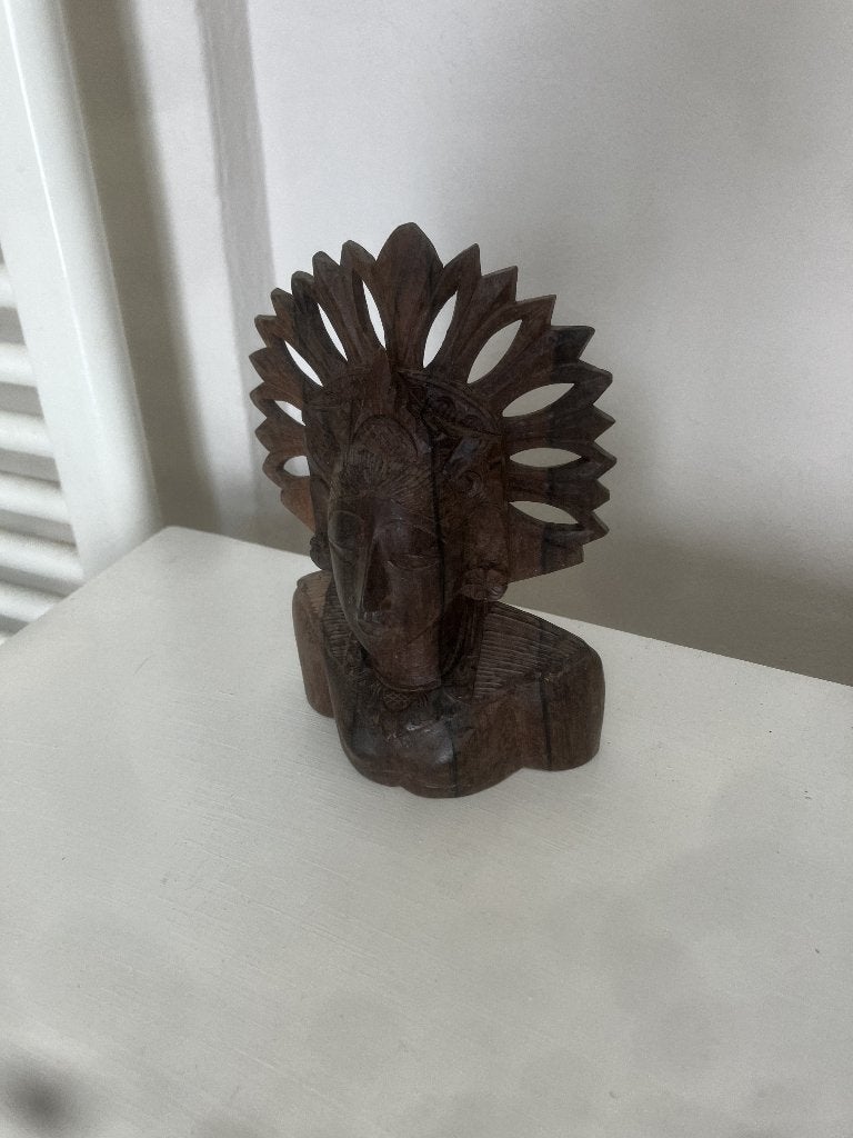 Traditioneel handgesneden houten buste uit Bali, Indonesië, Buste, Ophalen of Verzenden, Handgemaakt, 20 - 50 cm