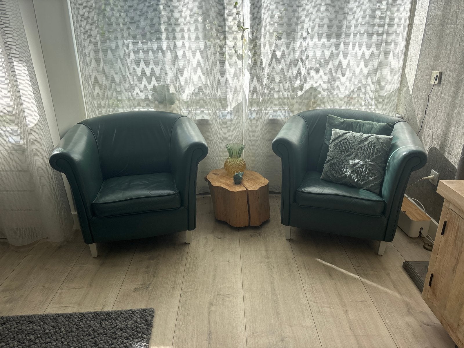 2x Leren fauteuils, eventueel zelf te verven, Huis en Inrichting, Ophalen, Gebruikt, Leer, 75 tot 100 cm