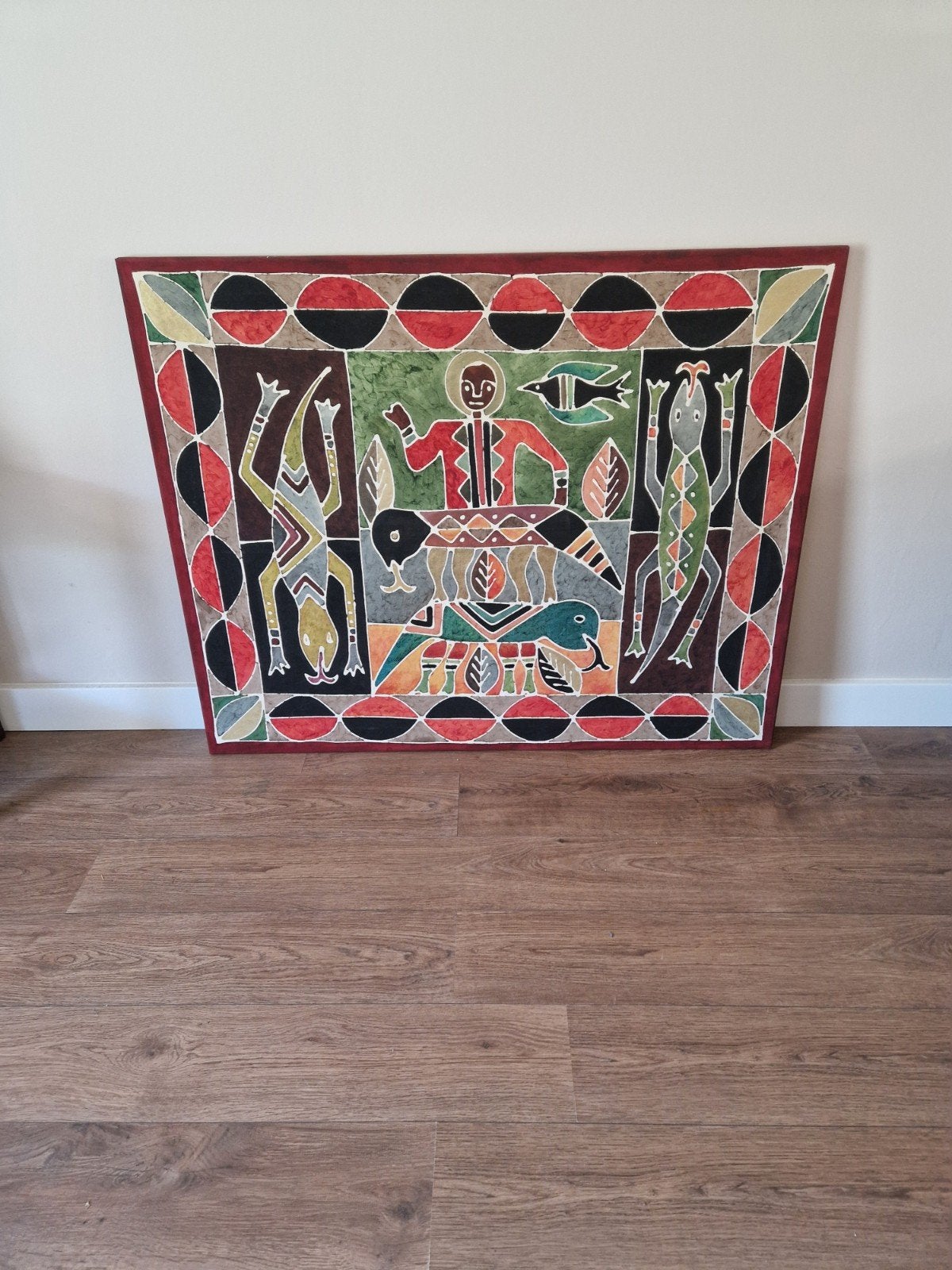 Afrikaans batik doek- Handgemaakt schilderij, Antiek en Kunst, Ophalen