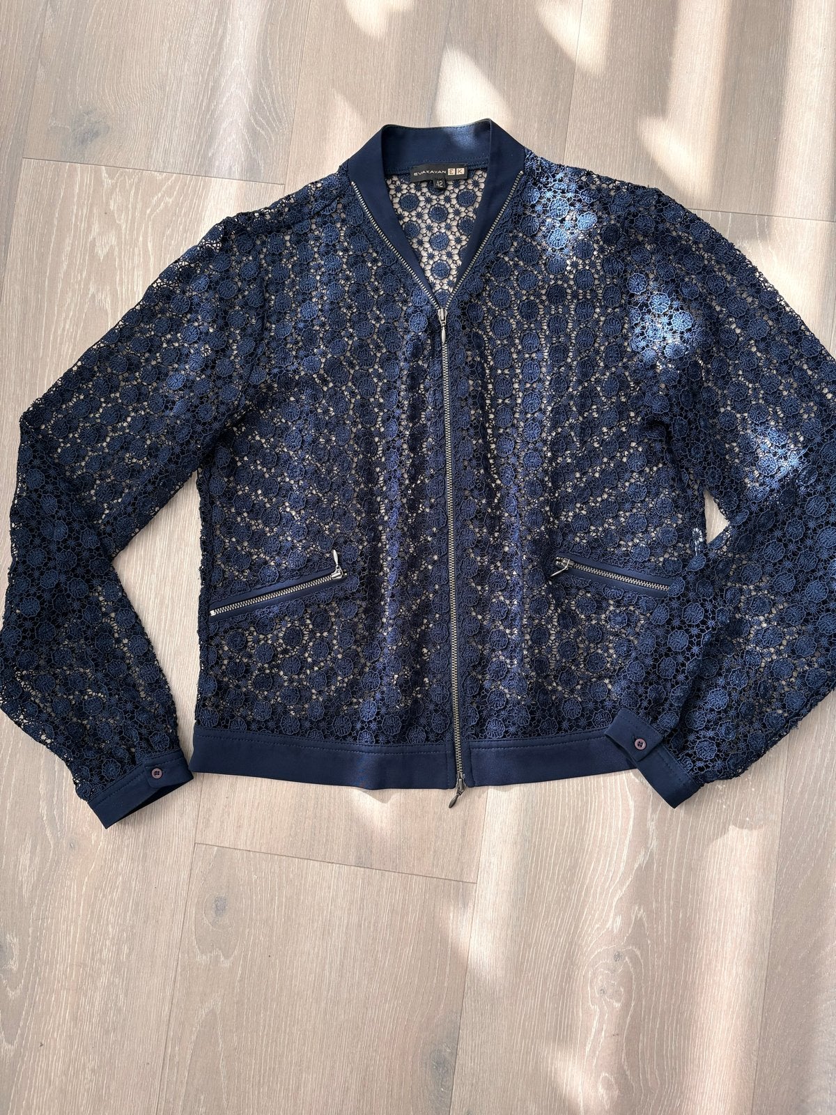 Gaaf transparant blouse/jasje van Eva Kayan, maat 42, Ophalen of Verzenden, Zo goed als nieuw, Maat 42/44 (L), Blauw