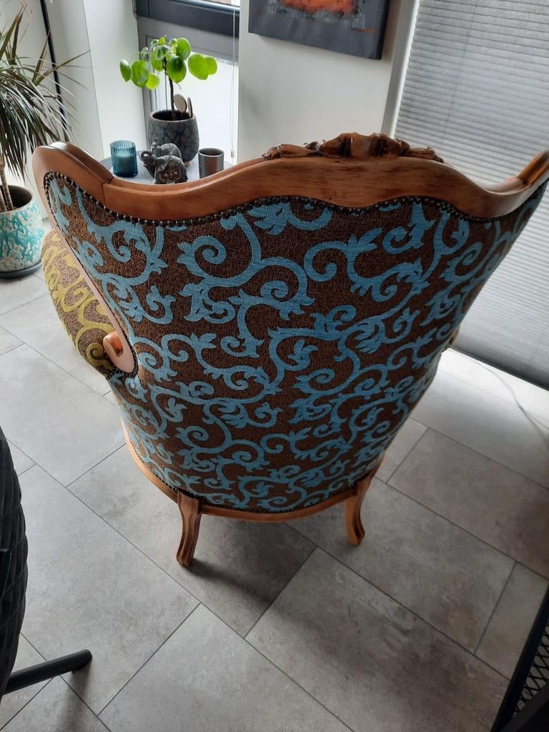Barokke Fauteuil met Uniek Patroon, Antiek en Kunst, Ophalen of Verzenden