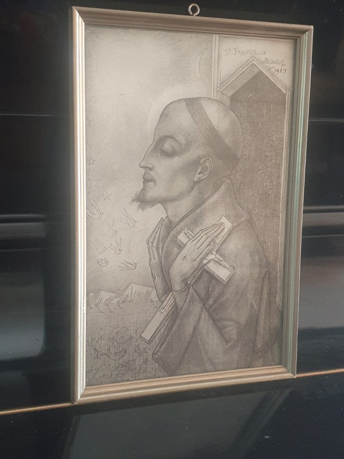 Oude ingelijste prent Jan Toorop - St. Franciscus (1927), Ophalen