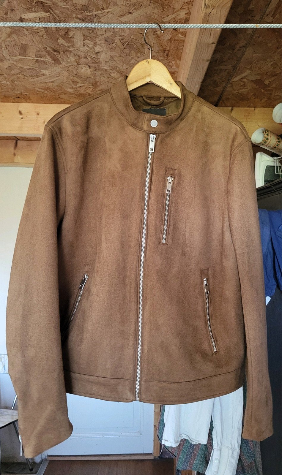 Suede jasje. Maat M. Eenmaal gedragen., Kleding | Heren, Jassen | Winter, Ophalen of Verzenden, Zo goed als nieuw, Maat 48/50 (M)