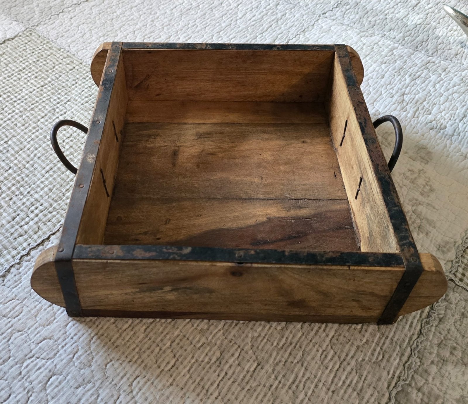 Dubbele Steenmal Decoratie - Vintage Houten Bak, Ophalen
