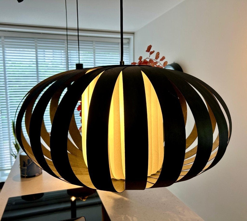 Chique houten design hanglamp - voor lichtrails, Ophalen, Modern design, Natuurlijk materiaal, Overige fittingen