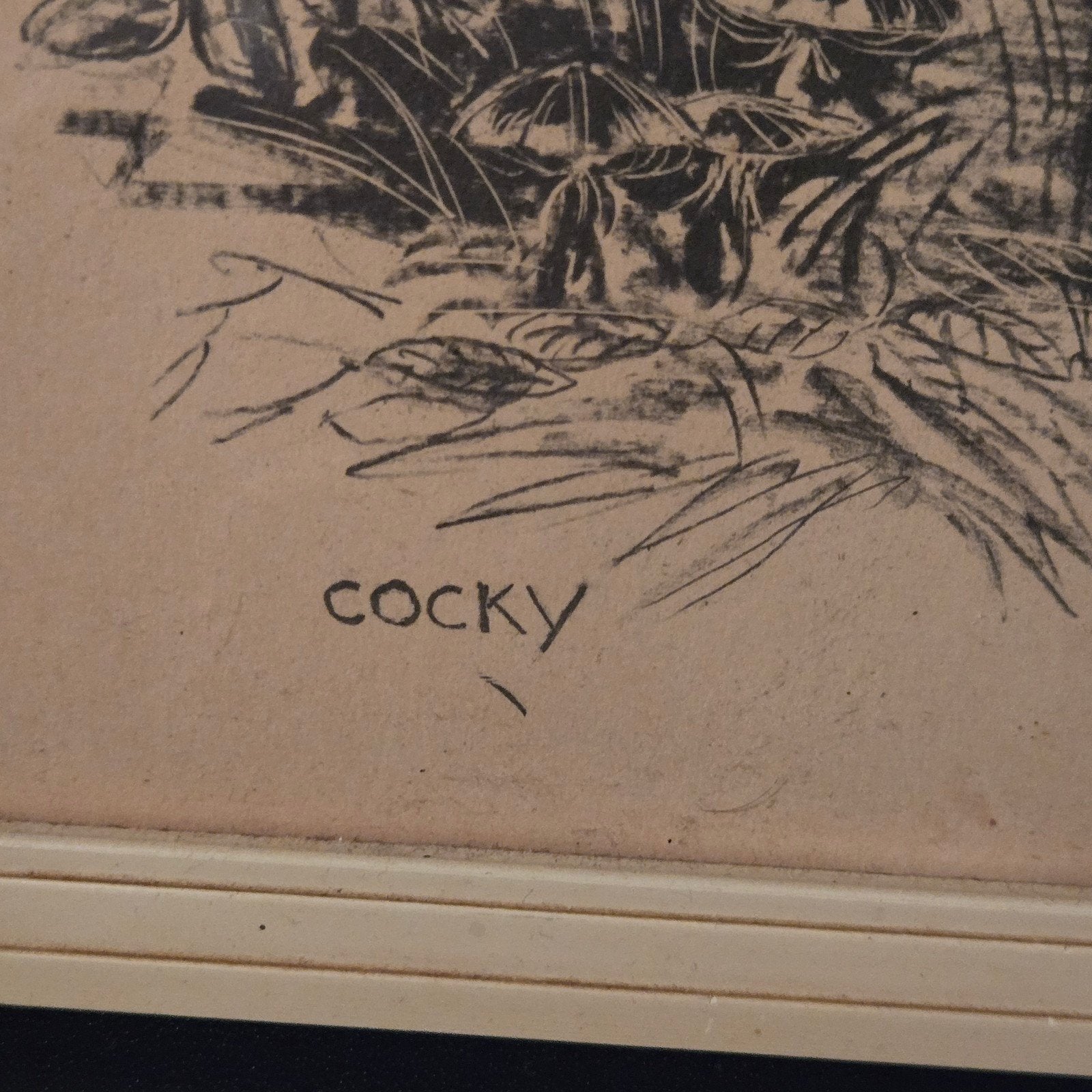 Vintage tekening van reeën - Gesigneerd 'Cocky', Antiek en Kunst, Ophalen of Verzenden, Tekening, Potloodtekening, Gesigneerd