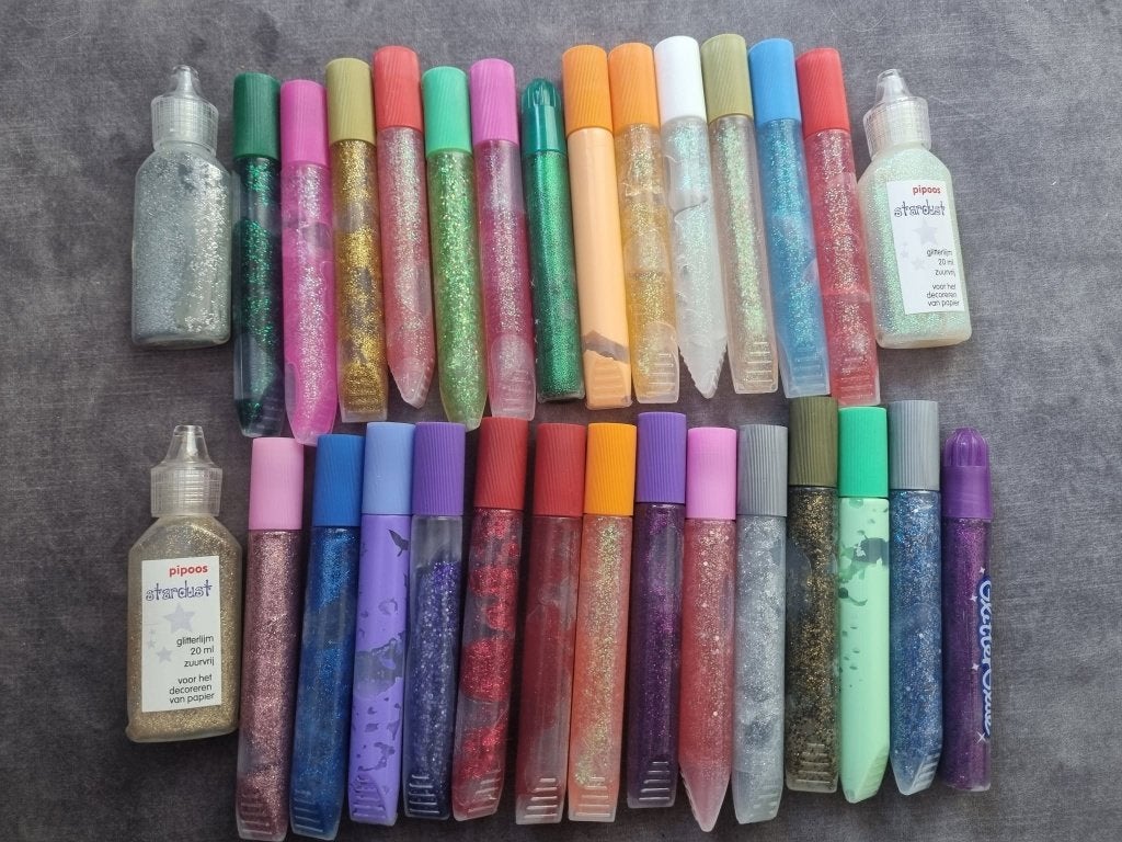 glitter stiften / pennen glitterlijm, Gebruikt, Overige typen, Meerkleurig, Ophalen of Verzenden