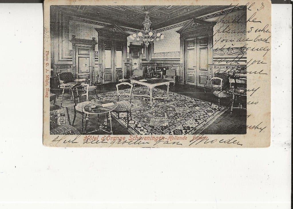 Scheveningen Oranje Hotel Rookzaal GR Houthem G Moegle, Ophalen of Verzenden, Voor 1920, Gelopen, Zuid-Holland
