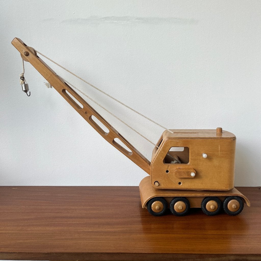 Friedrich Fröbel Werdau houten hijskraan DDR jaren 60 70, Antiek en Kunst, Antiek | Speelgoed, Ophalen of Verzenden