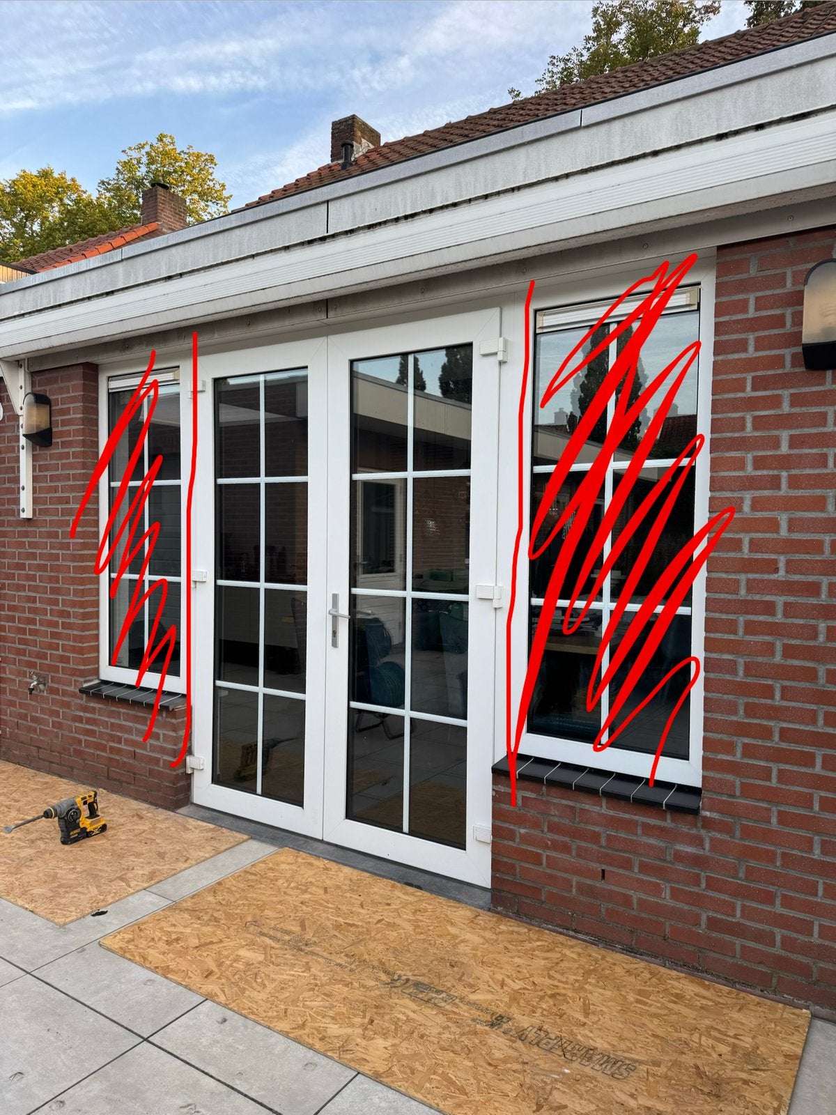 Kunststof Dubbel openslaande tuin achterdeur, BxH 184x235cm, Doe-het-zelf en Verbouw, Ophalen, Glas, 120 cm of meer, 215 cm of meer