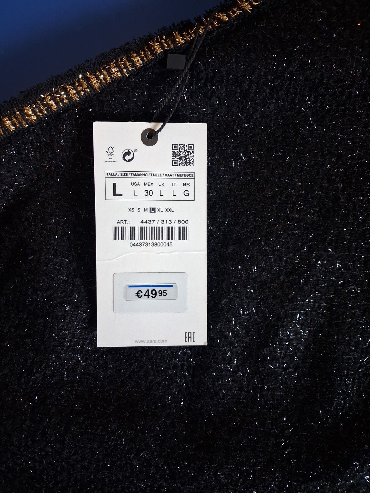 Zara mini jurk zwart met gouden details, maat L, Ophalen of Verzenden