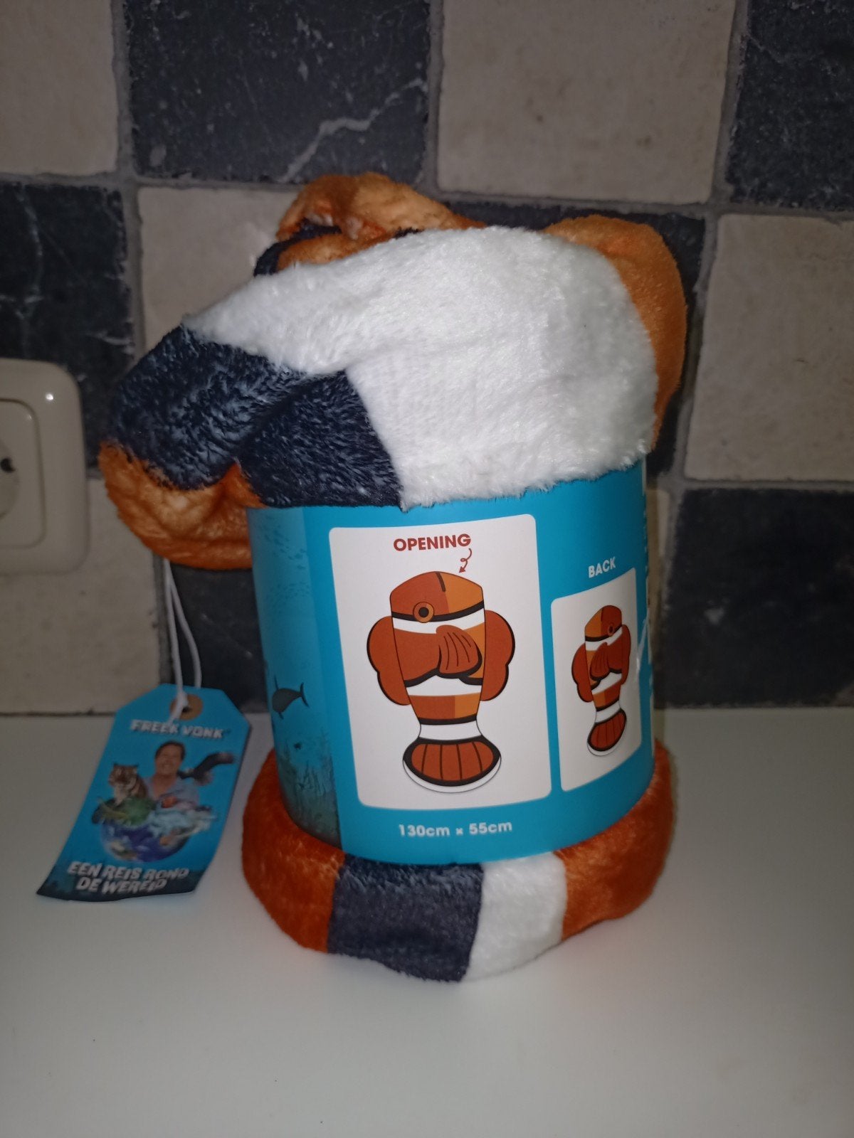Freek vonk fleece visdeken, 130x55 cm, Oranje, Nieuw, Dubbelzijdig, 130 cm