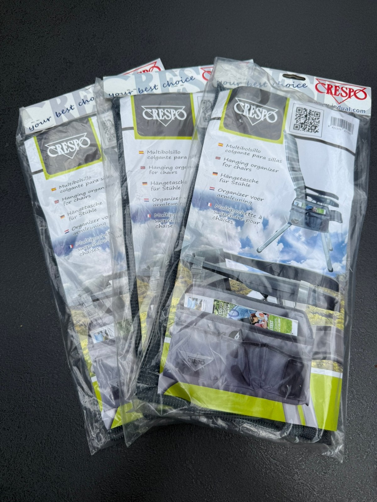 3x Crespo Stoelorganizer antraciet, Ophalen of Verzenden, Nieuw, Campingmeubel-accessoire