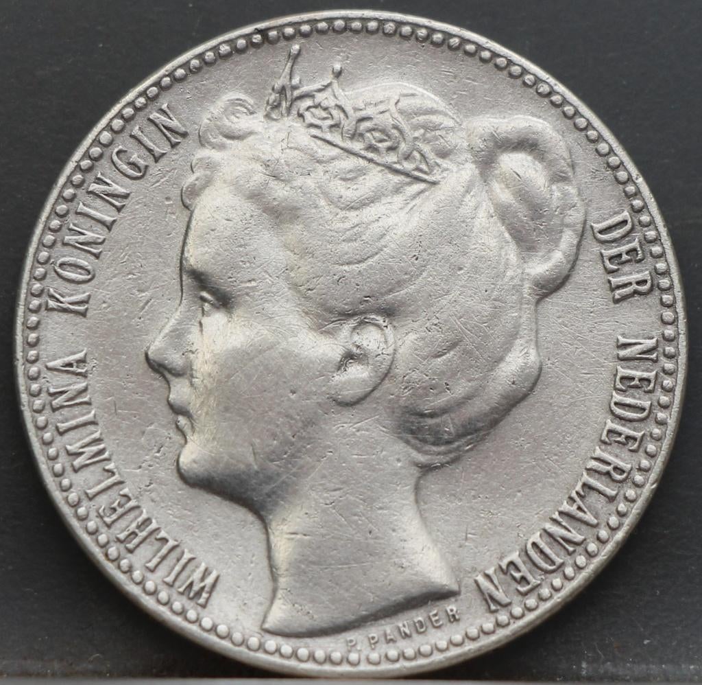 Schaarse 1 gulden 1905 Wilhelmina, Postzegels en Munten, Munten | Nederland, Verzenden, Koningin Wilhelmina, 1 gulden, Zilver