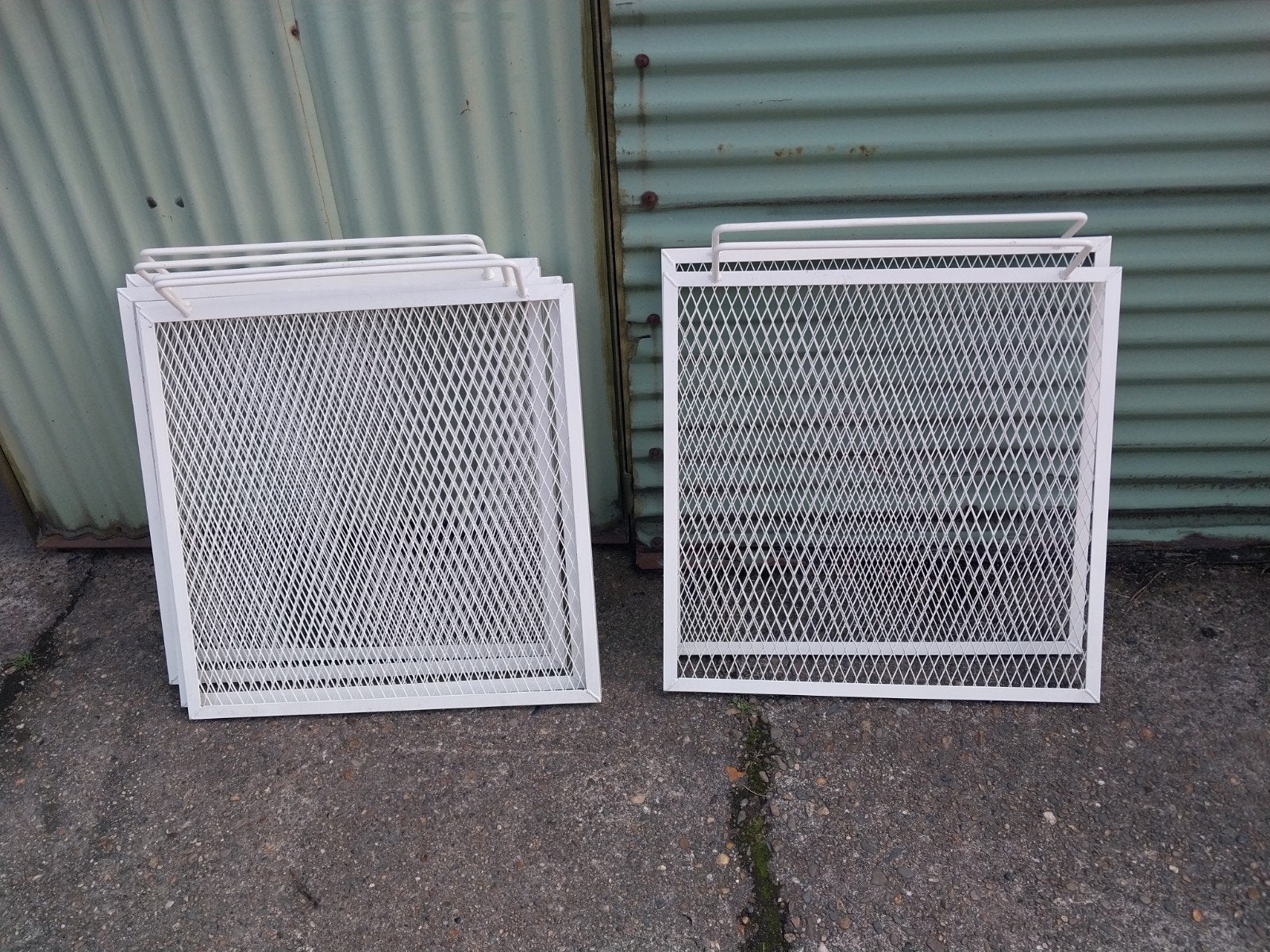 6x Wit gespoten ijzeren gaas rekken 78x78 cm, Ophalen, Nieuw, Overige typen
