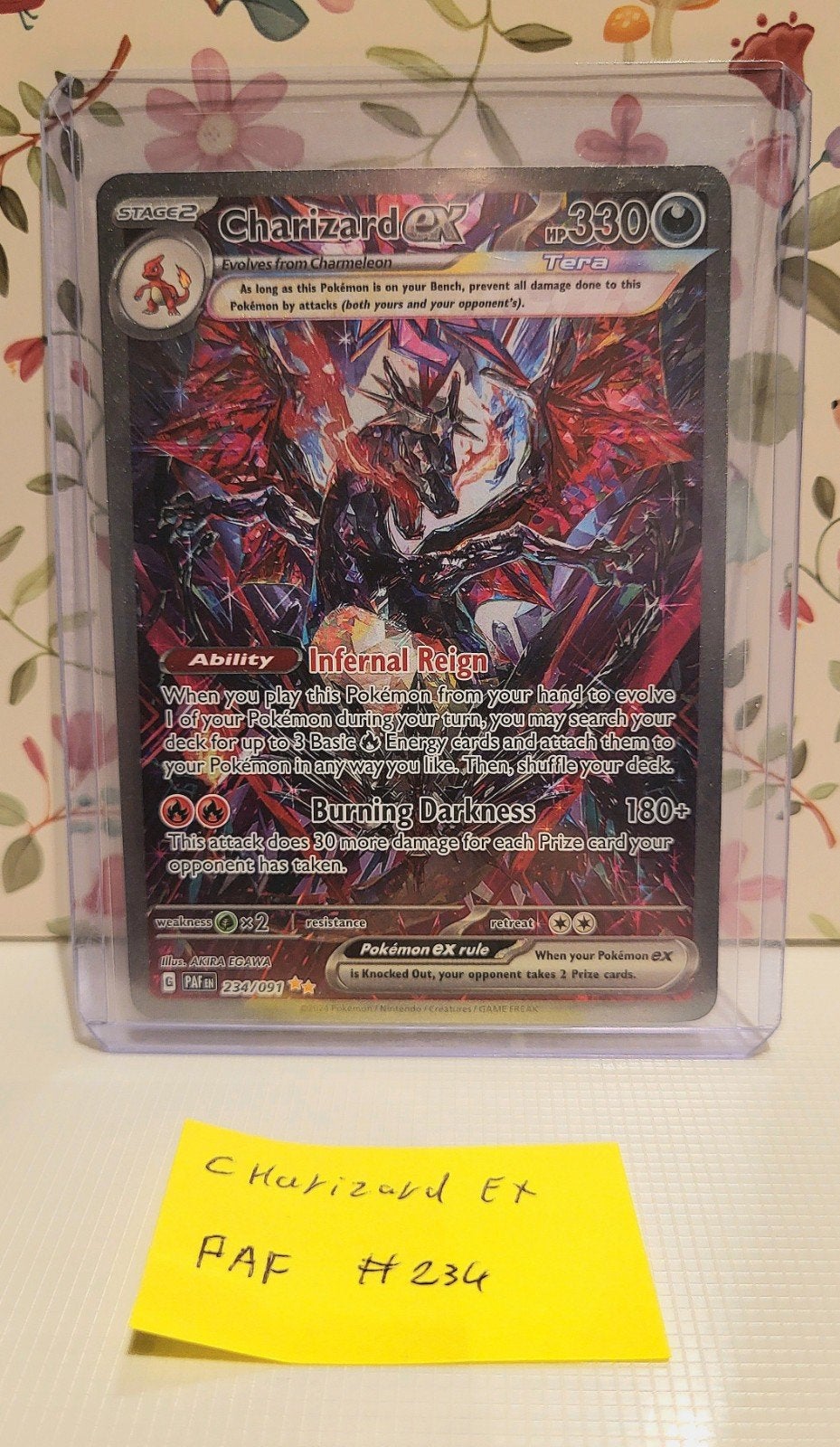 Charizard ex PAF #234 Pokémon kaart raw, Ophalen of Verzenden, Zo goed als nieuw, Losse kaart, Foil