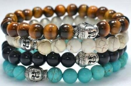 Armband in 3 kleuren met zilverkleurige Boeddha-kraal, Ophalen of Verzenden, Nieuw, Overige materialen