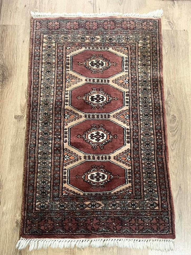 Vintage Perzisch tapijt, bruin/beige, handgeknoopt, Minder dan 50 cm, Gebruikt, 100 tot 150 cm, Bruin