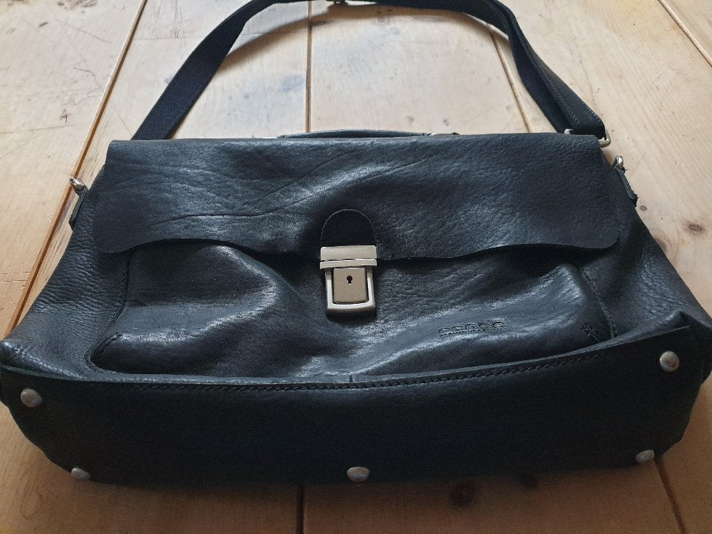 Castelijn en Beerens Lederen Aktetas / Schooltas Zwart, Overige merken, Gebruikt, Zwart, Ophalen of Verzenden