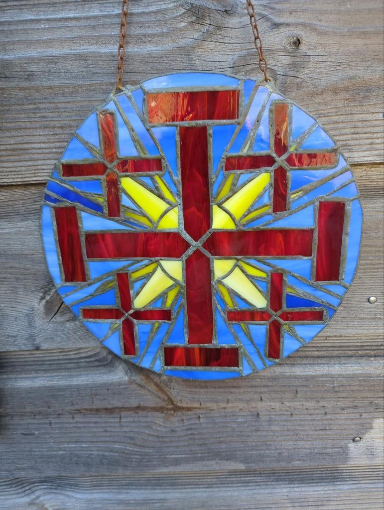 Glas in lood TK maltheser kruis, Ophalen of Verzenden
