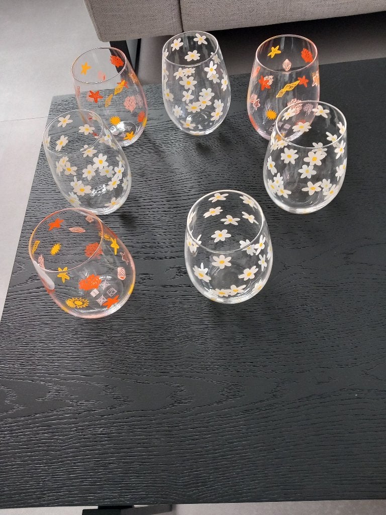5 NIEUWE GROTE WATERGLAZEN GRATIS ONDERZETTERS VAN DE HEMA, Nieuw, Ophalen of Verzenden, Glas, Overige stijlen