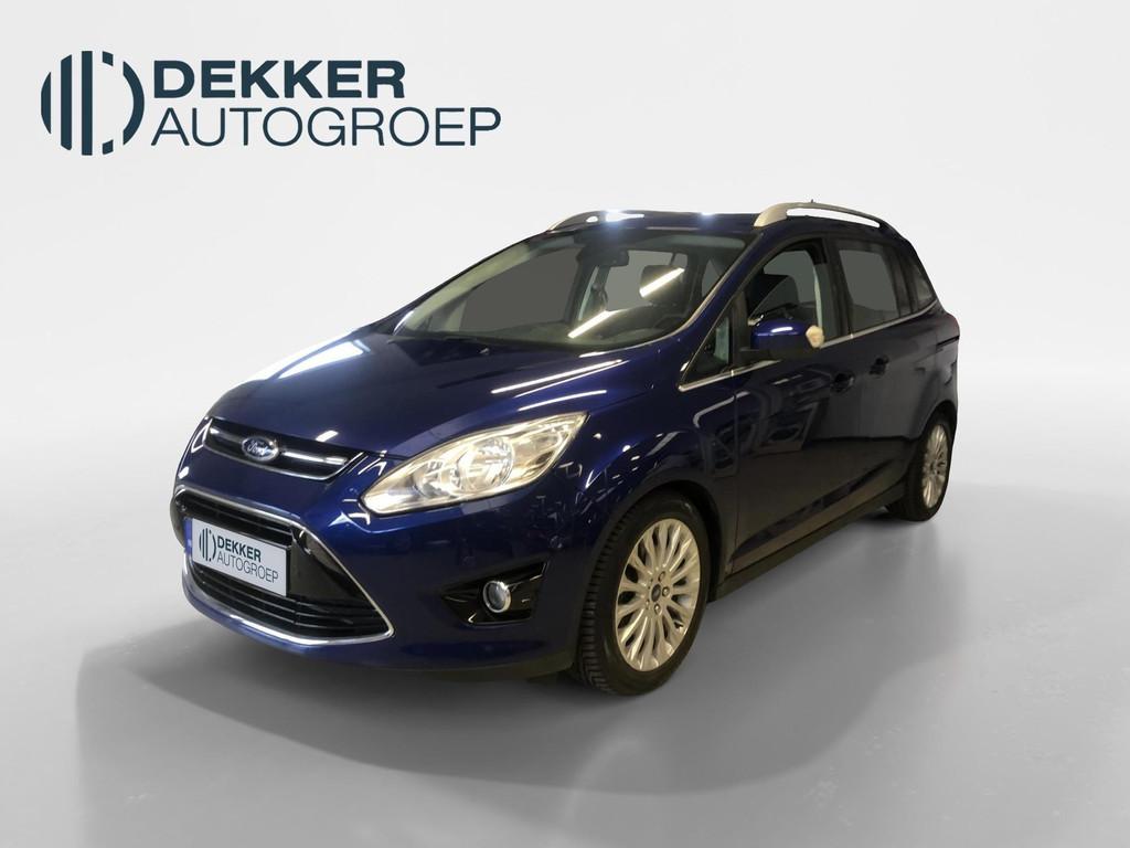 Ford Grand C-Max 1.0 Ecoboost 125 pk Titanium Navigatie - Bl, Auto's, Ford, Voorwielaandrijving, Gebruikt, Zwart, Blauw