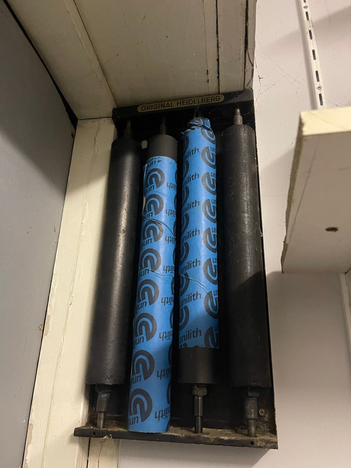 Originele Heidelberg drukpers rollen, Ophalen