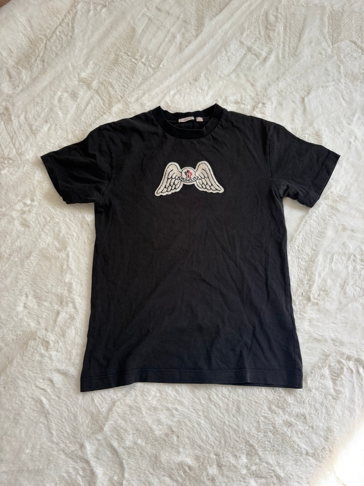 Moncler Palm Angels T-shirt met vleugellogo, Kleding | Heren, Ophalen, Gedragen, Maat 46 (S) of kleiner, Zwart