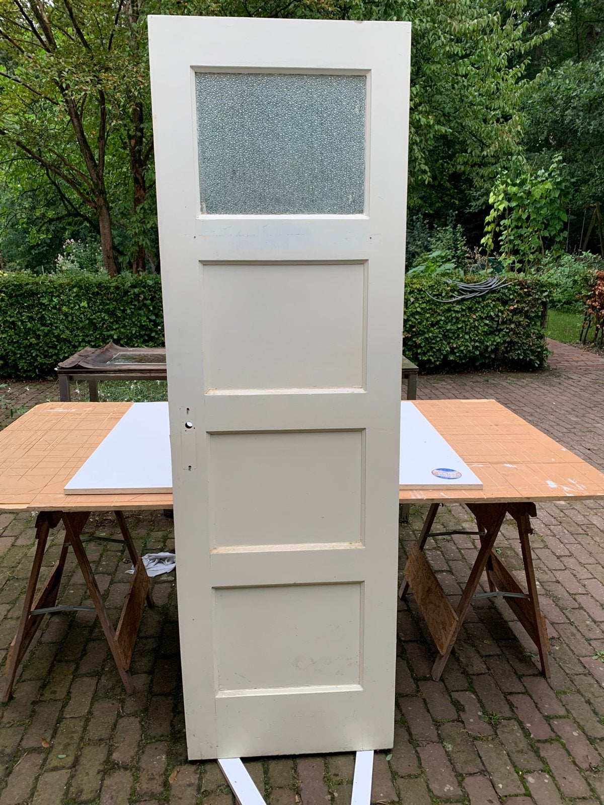 Paneeldeur 4 vaks met glas, Gebruikt, Minder dan 80 cm, Binnendeur, Ophalen of Verzenden