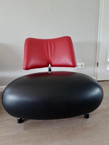 Leolux Pallone design fauteuil stoel zwart / rood, Ophalen of Verzenden, Zo goed als nieuw, Leer, Dutch Design