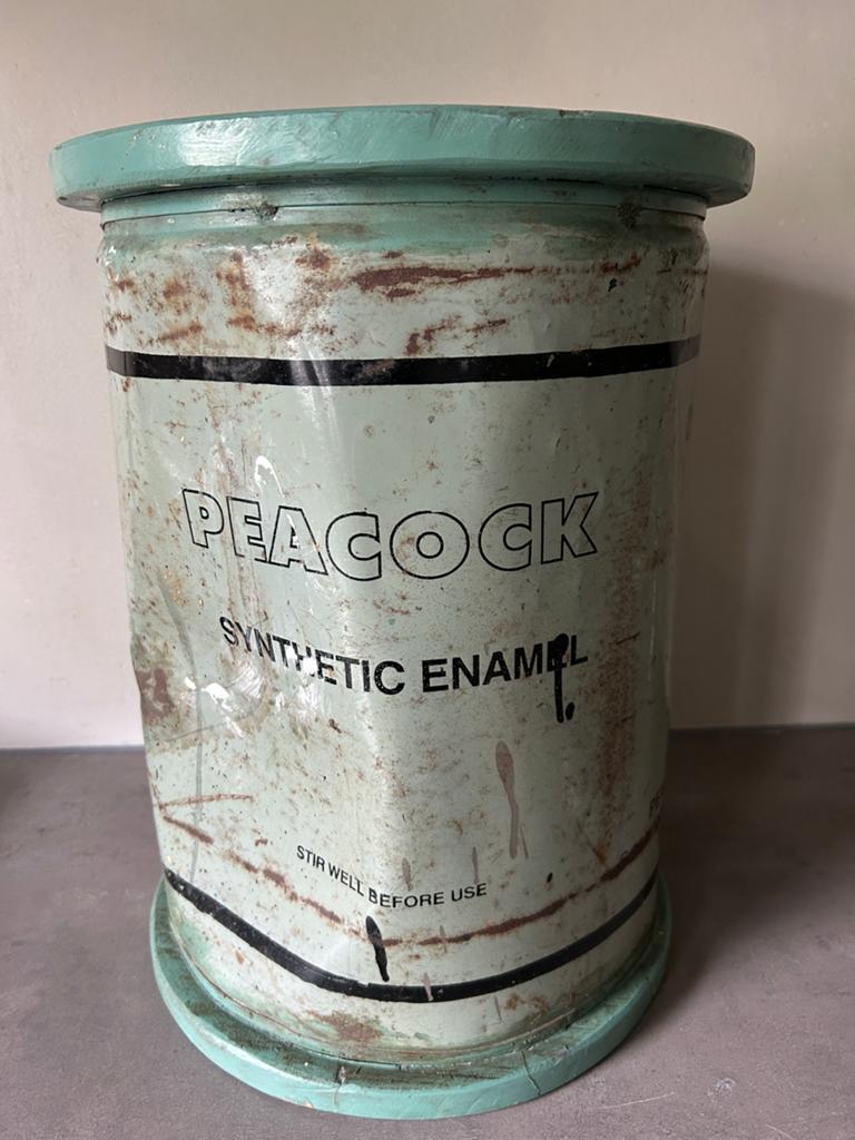 Vintage Peacock Synthetic Enamel Ton, 30x42 cm, Ophalen of Verzenden, Gebruikt, IJzer