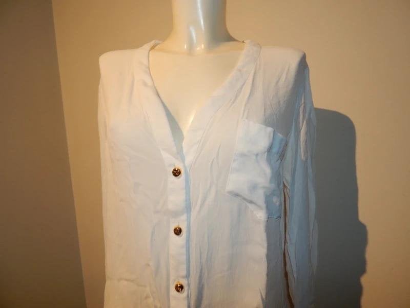 Elisabetta Franchi witte blouse gouden merk knopen IT48, Wit, Maat 42/44 (L), Gedragen, Elisabetta Franchi