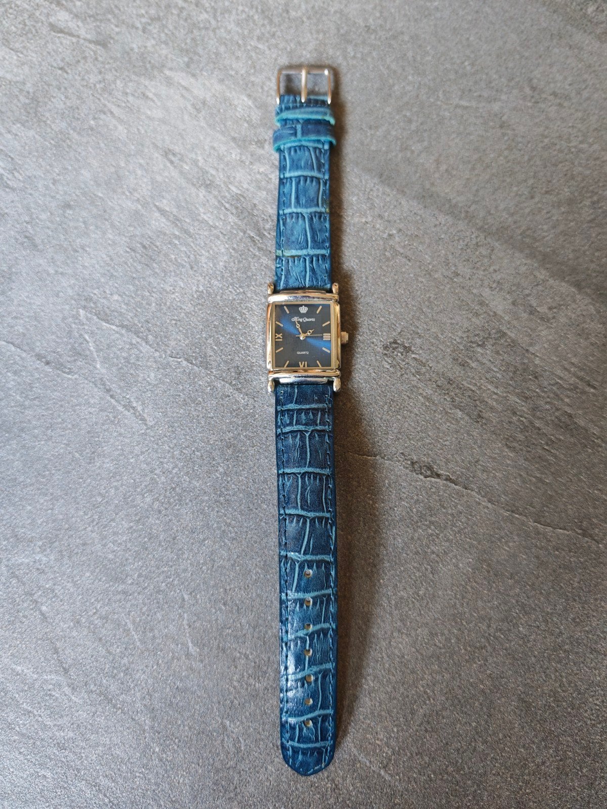 Blauw krokodillen print horloge, Ophalen of Verzenden, Gebruikt, Polshorloge, Overige merken