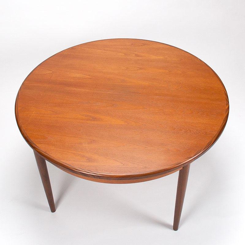 Mid-Century teakhouten eettafel Gplan rond/ uitschuifbaar, Huis en Inrichting, Ophalen, 100 tot 150 cm, Mid-Century Deens Modern vintage