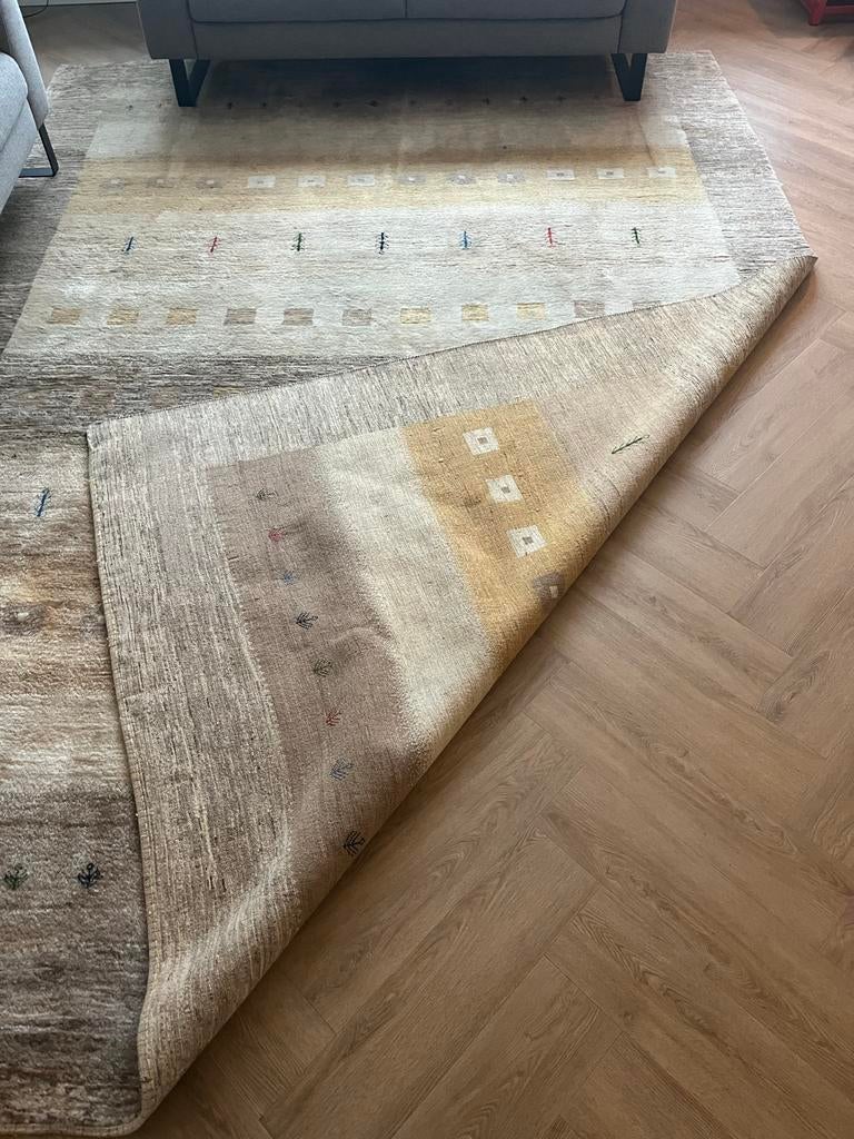 Modern vloerkleed, beige/grijs, 350x247 cm, Beige, Ophalen of Verzenden, Zo goed als nieuw, 200 cm of meer