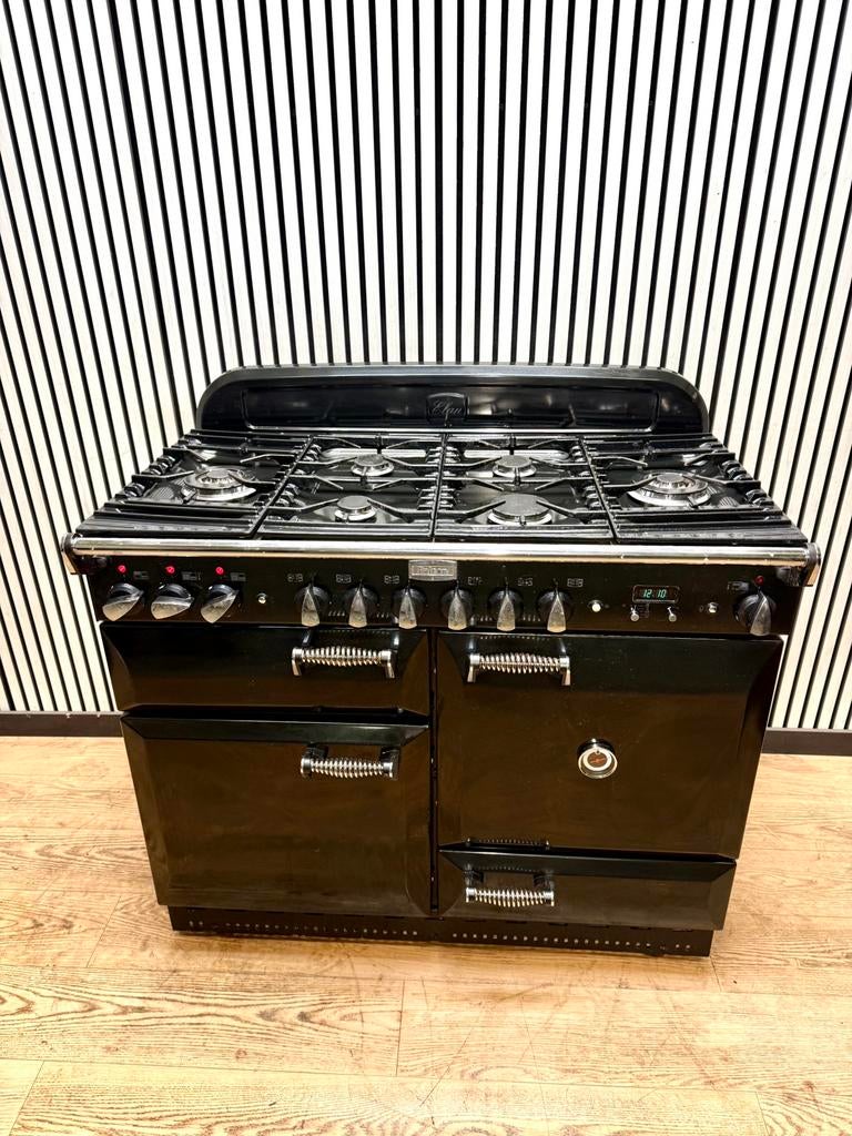 Luxe Falcon Elan zwart hoogglans met 3 ovens 110 cm, Fornello Esperta, Ophalen of Verzenden, Zo goed als nieuw, Energieklasse A of zuiniger