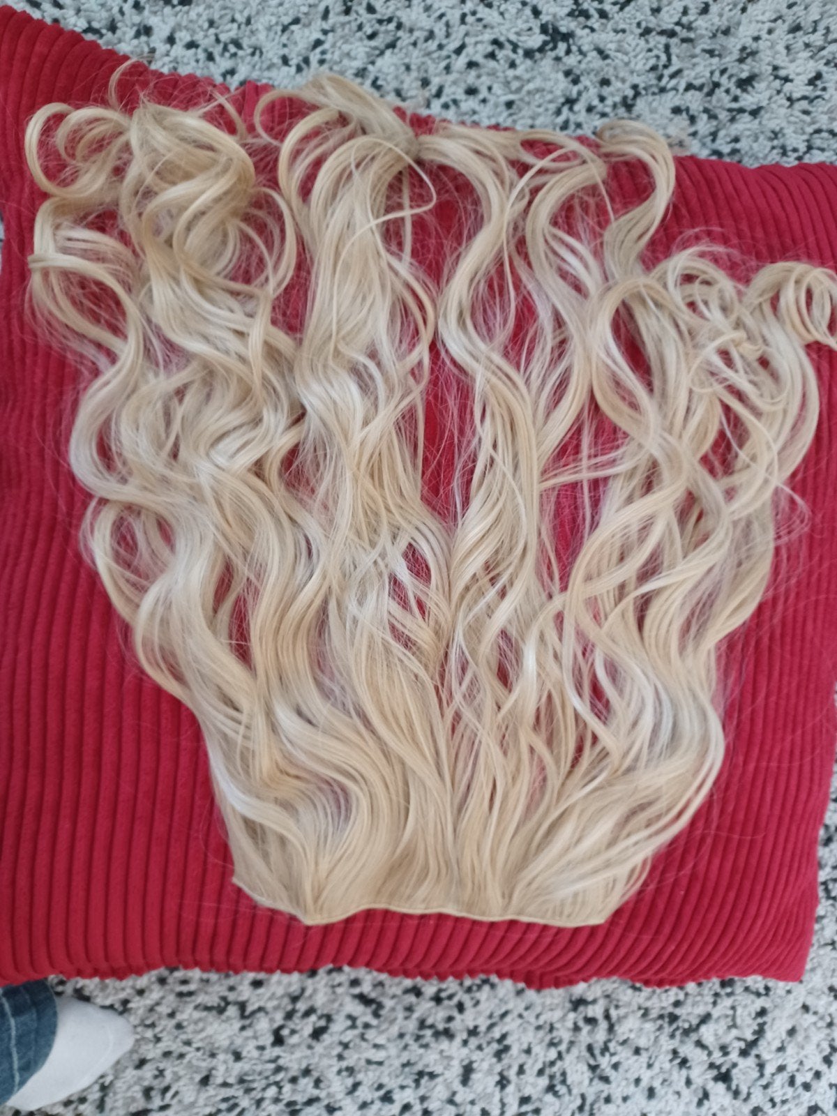 Blonde krullende haarverlenging met clips Nw, Ophalen of Verzenden, Nieuw, Pruik of Haarverlenging